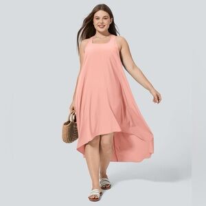 Breezeful RacerPocket High Low Flowy Midi Quick Dry Casual Plus Size Dress 2X